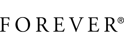 Der Text "FOREVER" steht in schwarzer Schrift auf weißem Hintergrund.