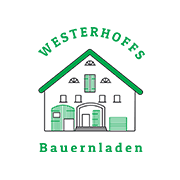 Logo von Westerhoffs Bauernladen mit grünem Schriftzug und stilisiertem Bauernhaus